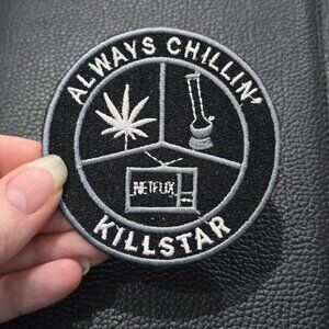 Killstar ✦ Chill Patch ✦ Alt Humor Stoner Peace Sign Embroidered Graphic OS